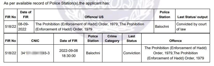 Convicted Criminal Case on Character Certificate